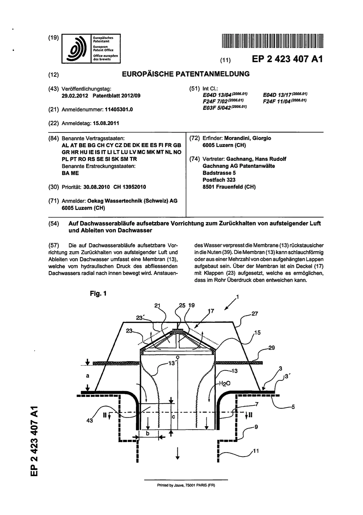 Patente + Markenzeichen + Design Wasserventil
